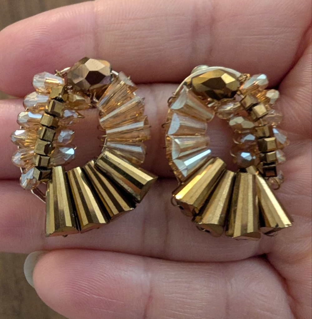 Elegant Gold and Crystal Earrings